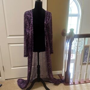 Purple Leopard Print Women's Beach Cover Up